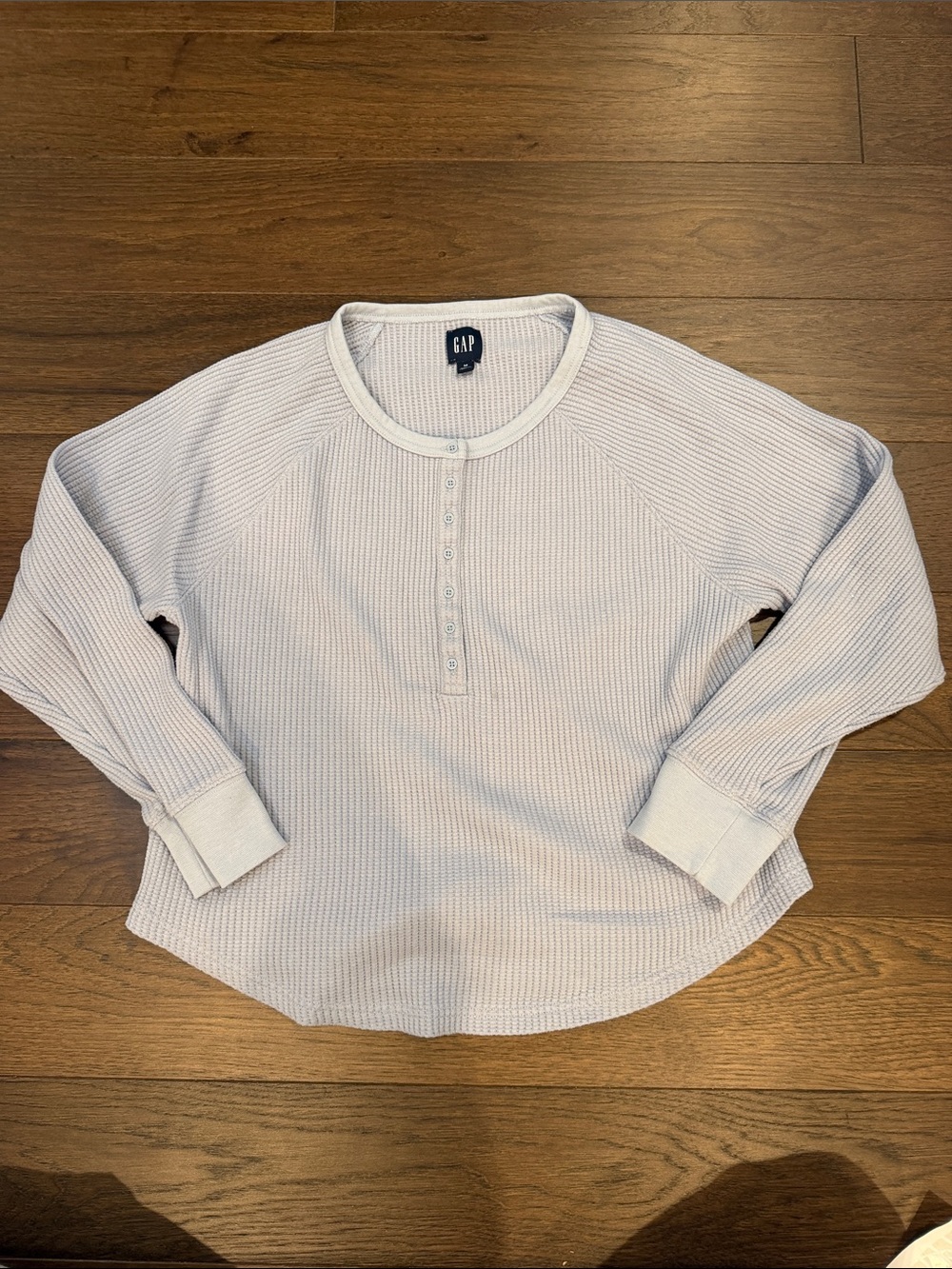 Gap Waffle Raglan Henley T-Shirt Size Medium in Light Blue - C76-038
